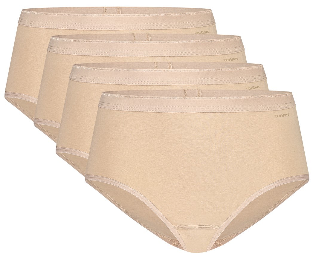 Basics Organic Cotton Stretch Dames Midi 4-Pack Beige