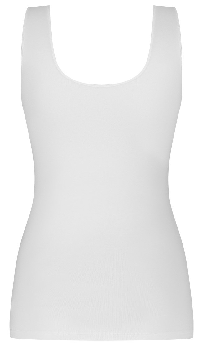 Basics Organic Cotton Stretch Dames Singlet Met Kant Wit