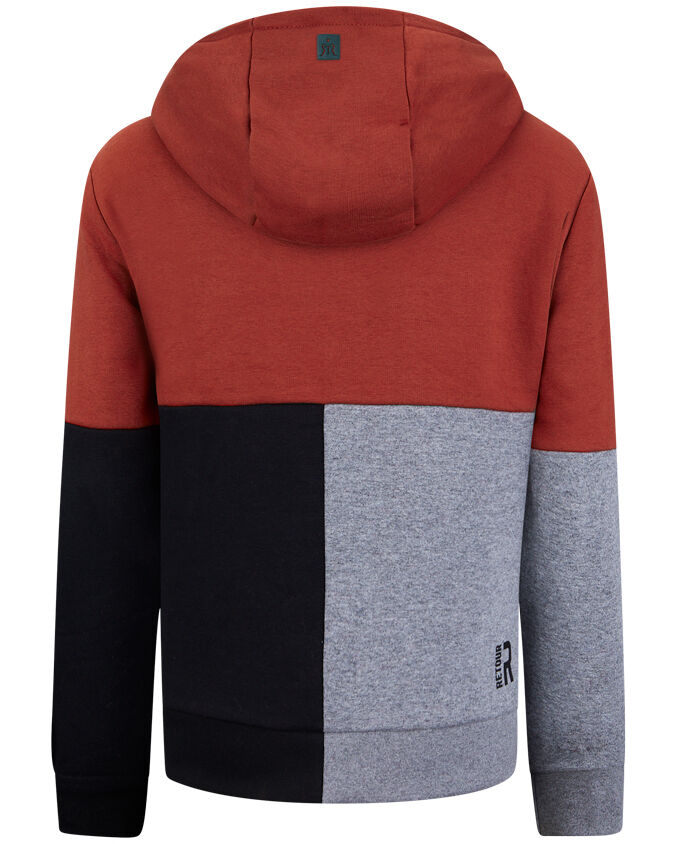 Boys Hoodie Rick Rood/Grijs/Zwart