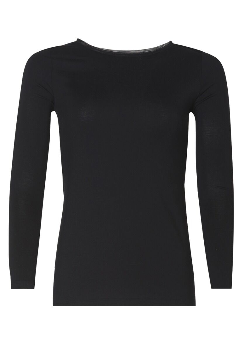 Dames Perfect Line Modal T-Shirt Long Sleeve Black