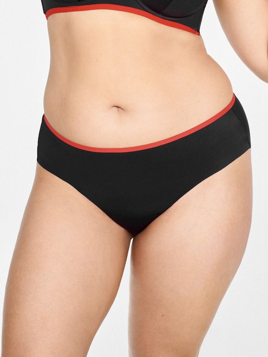 Dames Bikini Slip Zwart/Rood