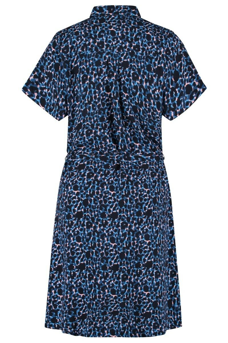 Beach TC WOW Dames Shirt Dress Navy Leopard